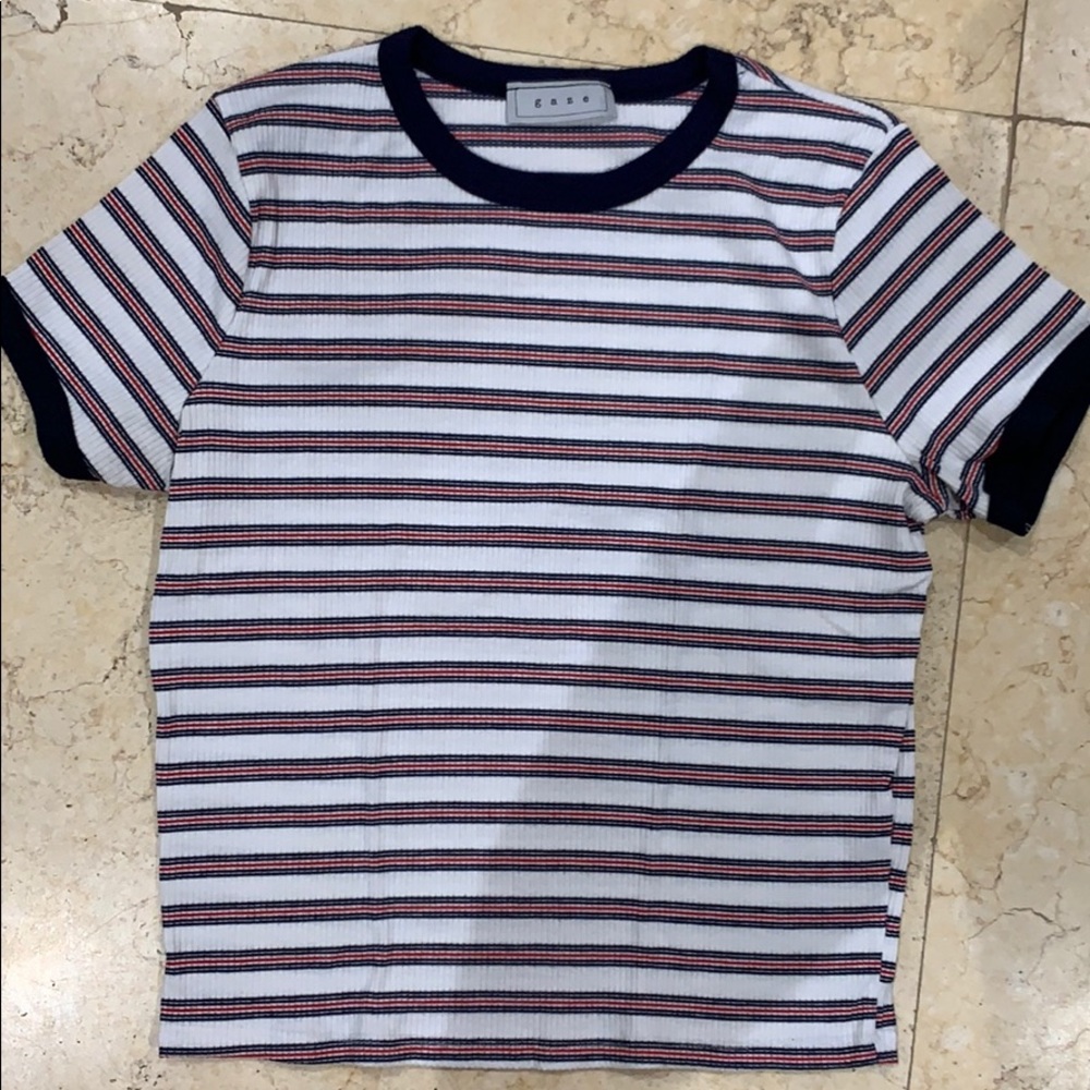 Red, White, and Blue Ribbed T-Shirt